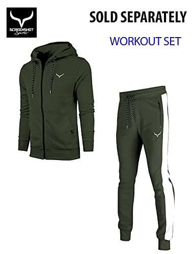 Image of Screenshot SPORTS-A4053 Mens Premium Slim French Terry Spandex Fleece Pants - Athletic Jogger Fitness Workout Gym Zipper Pockets