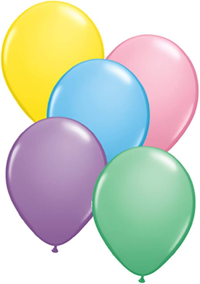 43763 Pastel Assortment Latex Balloons, 11", Multicolor, Pack of 100