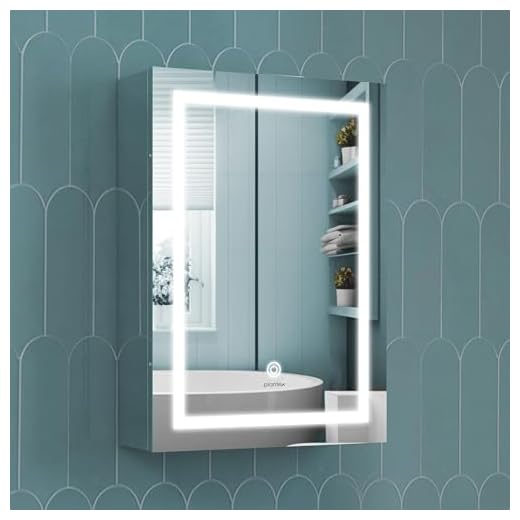 Plantex Premium 304 Stainless Steel Bathroom Cabinet with LED Mirror/Bathroom Organiser/Bathroom Shelf for Wall with Mirror (14x20 Inch-LED/Chrome)