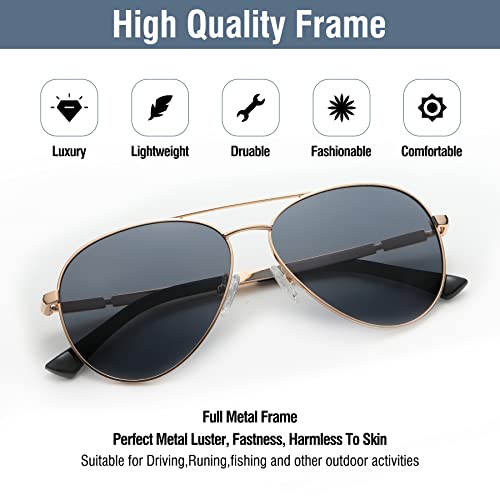 Image of DUCO Aviator Sunglasses Polarized for Men Women 3025K | UV400,Metal Frame, Durable and Sturdy,Comfortable, for Driving Daily, Golf, Fishing