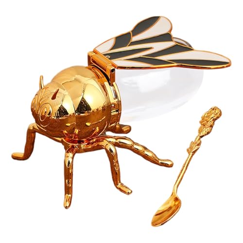 Bee Shaped Honey Jar - Colorful Bee-shaped Seasoning Jar | Crystal Condiment Jars | Decorative Honey Pots For Seasonings | Golde