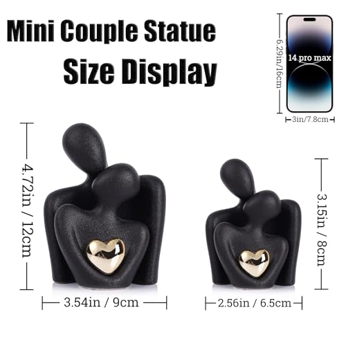 Statuette couple romantique en céramique noire objet déco moderne