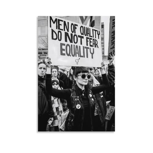 Men of Quality Do Not Fear Equality Feminist Protest Photography Canvas Printing Wall Art Posters Prints Black And White Empowerment Quote Wall Decor Living Room Bedroom Office 08x12inch(20x30cm)