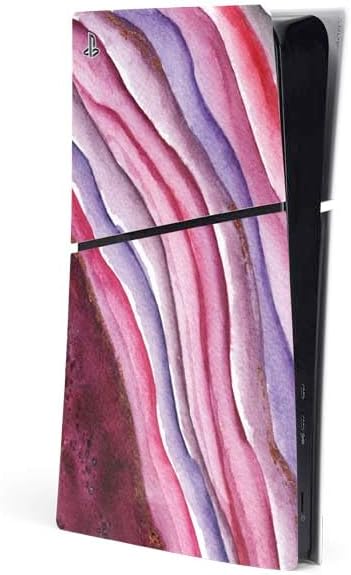 Skinit Decal Gaming Skin Compatible with PS5 Slim Digital Edition Console - Violet Watercolor Geode Design