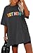 Oversized Mama Tshirt Women Boy Mom Shirt Mom Lift T-Shirt Gift for Mom Glitter Patch Shirt Causal Crew Neck Tops Dark Grey