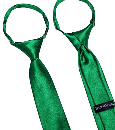 Image of Barry.Wang Boys Ties Pre-Tied Satin Solid Color Kids Tie Pocket Square Set Adjustable Formal Necktie Graduation School
