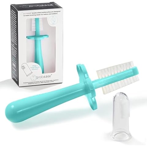 grabease Baby Toothbrush Finger, Infant Toothbrush, Toddler Toothbrush, Baby Finger Toothbrush, BPA-Free & Phthalate-Free, 1 Pack, Teal Cover