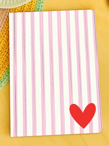 Image of DOODLE A5 Heart Design Notebook - 160 Pages Undated Ruled Journal, Soft Cover Diary with 80 GSM Paper, Cute Valentine Gift for Her, Love Theme Notebook for Notes, Study & Travel