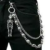 SDUPHS Skull Wallet Chain & Jean Chain – Gothic Biker Punk Metal Chain Jewelry for Men, Fashion Accessories for Wallets, Jeans, Pants & Belts (Silver)