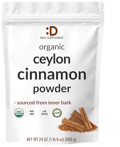 DEAL SUPPLEMENT Organic Ceylon Cinnamon Powder, 24 oz - Sri Lanka Source - Fine Ground True Cinnamomum Verum - Smooth, Delicate Flavor for Coffee, Tea, Baking - Non-GMO, Gluten Free