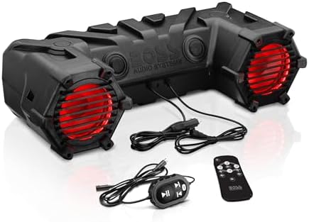 BOSS Audio Systems ATV30BRGB ATV Speaker System - 6.5 Inch Speakers, 1 Inch Tweeters, Built-in Amplifier, Bluetooth, Multi-Color Illumination