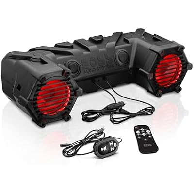BOSS Audio Systems ATV30BRGB ATV Speaker System - 6.5 Inch Speakers, 1 Inch Tweeters, Built-in Amplifier, Bluetooth, Multi-Color Illumination