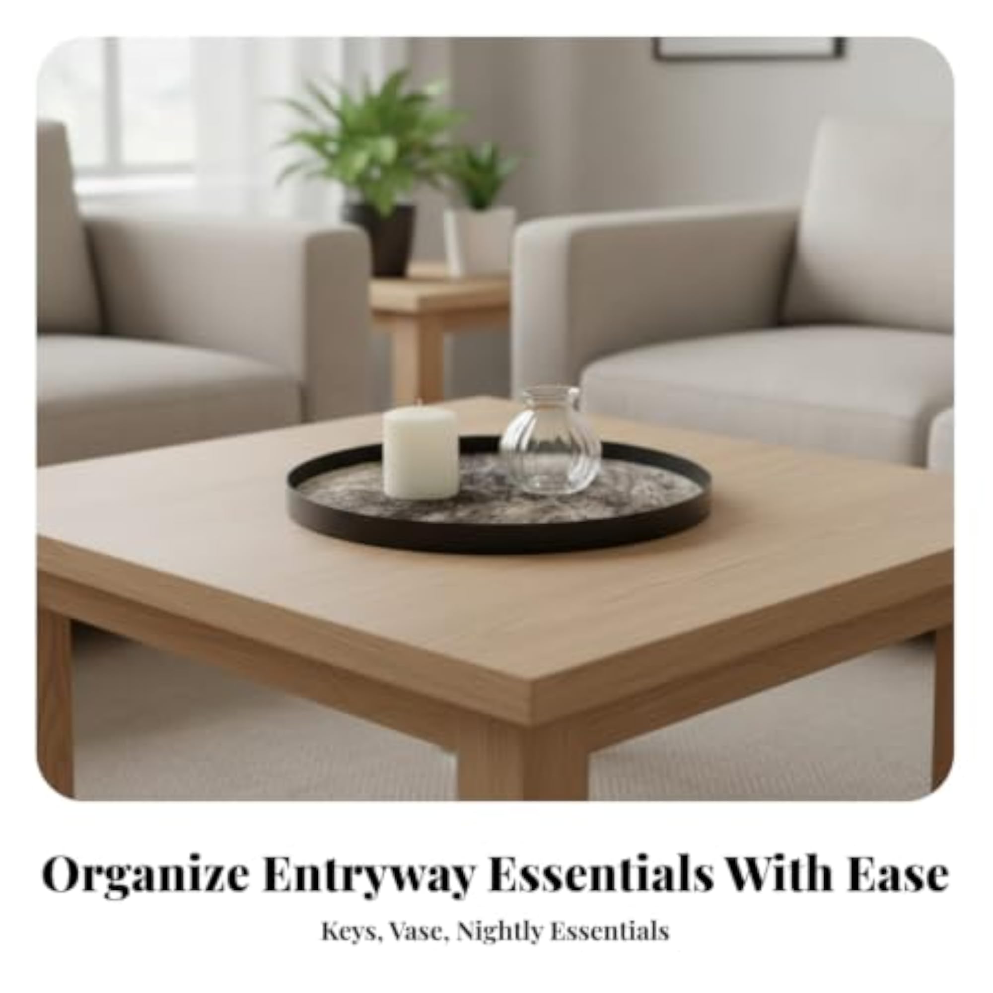 Wear-Resistant Round Metal Tray with Black Frame