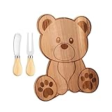 de Tabla de quesos de Oso | Tabla de Cortar con Cuchillo y Tenedor | Ideal para Shower, Bodas, Shower y obsequios para Invitados.