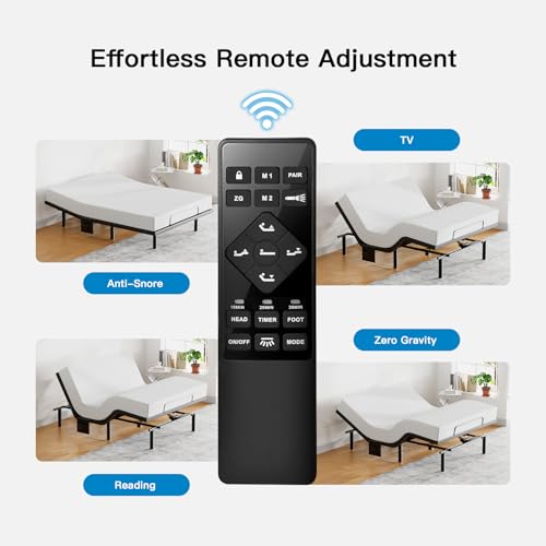 Image of Pipishell Split King Adjustable Bed Frame with Massage, Electric Bed Base with Head & Foot Incline, USB-A & USB-C Ports, LED Under-Bed Lighting, 4 Leg Height Options, and Easy 3-Step Assembly