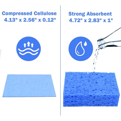 Image of YoleShy 72 Pack Sponges Kitchen Natural Compressed Cellulose Sponges Bulk Non Scratch for Household Cookware Bathroom Cars Soft Super Absorbent Reusable