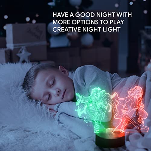 Demon Slayer Nightlight - Nezuko Kamado - Giyu Tomioka - 3D Night Light - 2 In 1 Characters Dual Color Light- 3D Led Night Light For Boys Girls Kids -Touch, Remote Multi Color Changing Nightlight #TOP7
