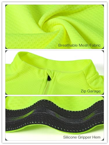 Bergrisar BG019US NEON GREEN XL Men'S Long Sleeve Cycling Jersey Spring Fall Road Bike Shirt Biking Bicycle Mountain Bike Jersey Neon Green X-Large thumb #2