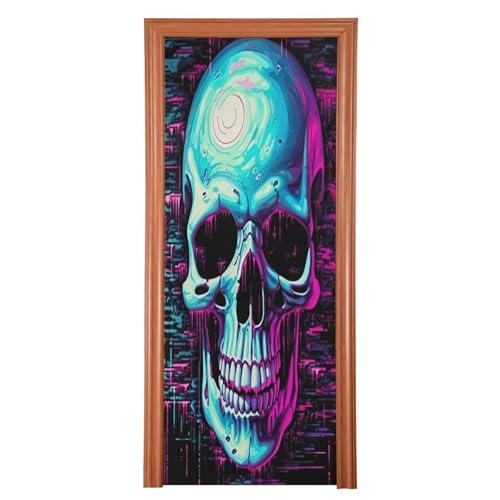 FLildon Digital Skull Door Cover Decoration, Party Accessory Porch Decor for Festive Ornament Room Door Covers 36 x 98 Inch