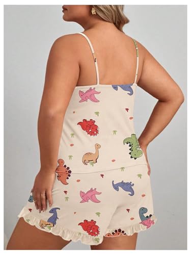 SOLY HUX Women's Plus Size Pajama Set Cute Cartoon Print Sleepwear Cami Top and Shorts Loungewear2