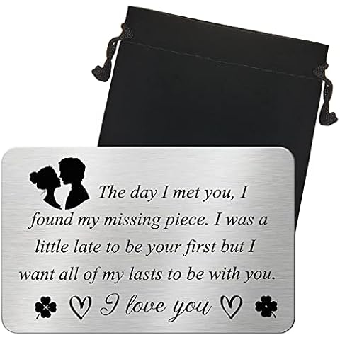 Engraved Wallet Insert Stainless Steel Wallet Card I Love You Gifts for Boyfriend Girlfriend Husband Wife Fiance, Wedding Valentine's Day Birthday Anniversary Wallet Insert Present for Him Her Cover
