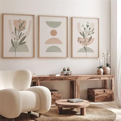 Cuadros abstractos sencillos de hojas para dar calidez al hogar sin gastar mucho