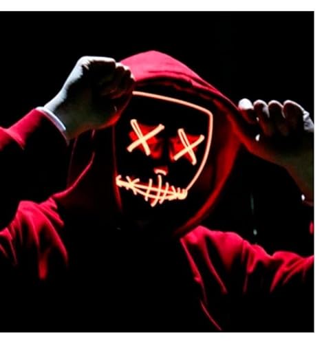 Mascara Led Neon Halloween Com Controle Balada Cosplay Rave (Azul)