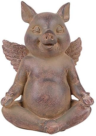 Pacific GiftwareFlying Pig Yoga Seated Padmasana Lotus Position Resin Figurine