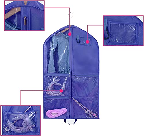 Waterproof Hanging Garment Bag,2 Pack 40 inch Garment Bags for Hanging Clothes,Garment Bags for Travel Storage,Dance Clothes Bag,Kids Garment Bag for Dance Costumes,Sports,Skating,Theatre,Beauty - Thumbnail 4