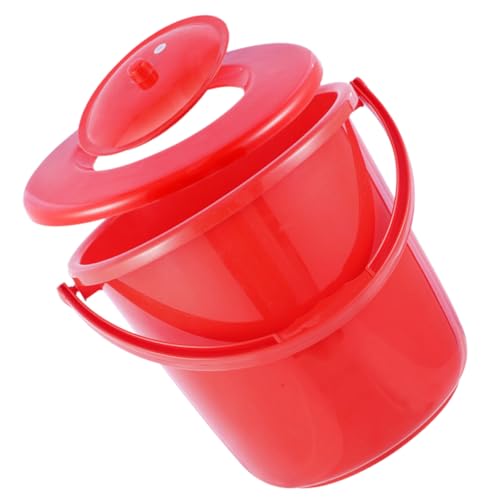 WOFASHPURET Chamber Pot Handle Portable for Home Travel Elderly Pregnant Boys and Girls Red Plastic Easy to Clean Lid