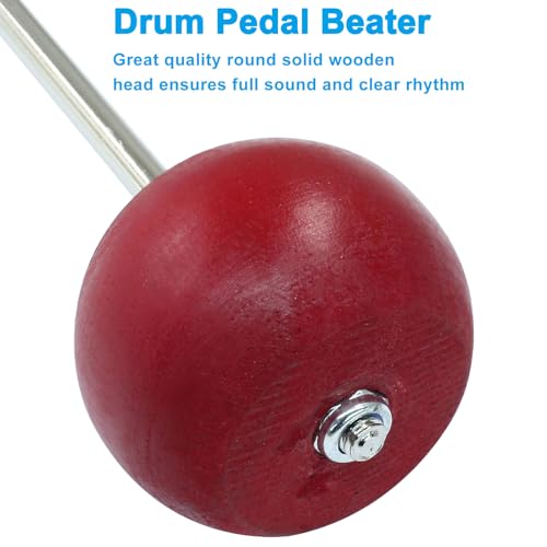Piutouyar Bass Drum Pedal Beater, Round Head Drum Pedal Mallet Bass Percussion Sticks for Instrument Accessory(Red Wood)