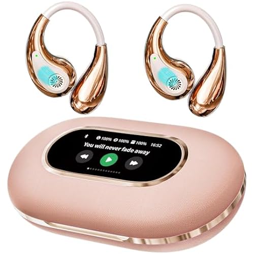 AI Translation Earbuds, Real-Time OWS Bluetooth Earphone, 3 in 1 Language Translator Headphone with LED Screen 140+ Languages Earphone fit iOS Android Ideal for Travel Business Gift (Pink)