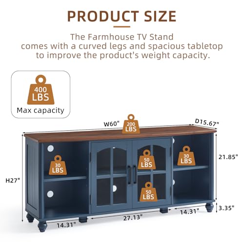 Image of RWYHG Farmhouse TV Stand for 60 in TV, Entertainment Center for Living Room