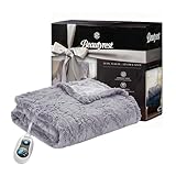 Beautyrest Brushed Long Fur Electric Throw Blanket Ogee Pattern Warm and Soft Heated Wrap with Auto Shutoff, 50
