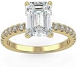 BLUE HEAVEN JEWELS 1.60 Ct Emerald Cut Lab Created Diamond Women's Halo Engagement Ring 14K Yellow Gold Finish (7)