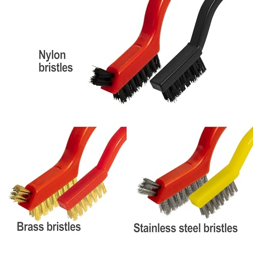 6Pcs Wire Brush Set, Stainless Steel/ Brass/ Nylon Bristle Brushes for Cleaning Rust, Scratch Wire Brushes for Cleaning Welding Slag, Paint and Dirt Removal - Thumbnail 6