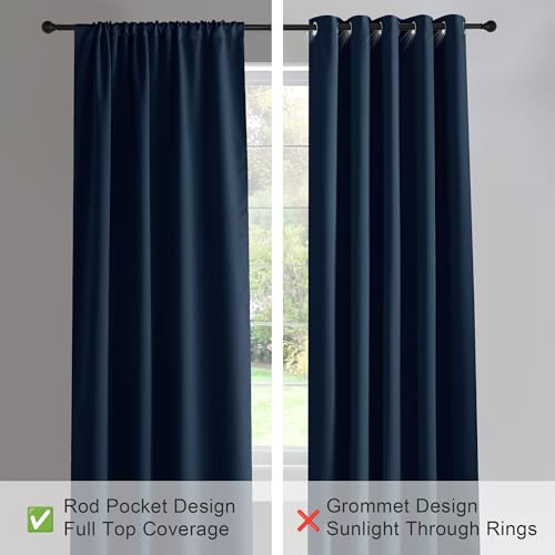 PONY DANCE Nave Blue Blackout Curtain Panels - Light Block Thermal Insulated Curtains with Rod Pocket Home Decoration Energy Saving for Bedroom Living Room, 34 x 72 inches, 2 Panels - Thumbnail 4