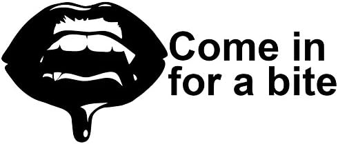 Vampire Teeth Halloween Fangs Come in for A Bite 6" Vinyl Sticker Car Decal (6" Black) image 3