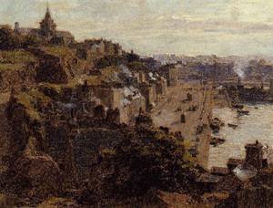 Peinture à l'huile Granville Morning 1892 Lhermitte : tableau de décoration sur toile 30x36