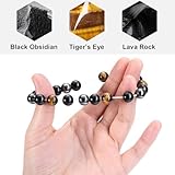 WUMZIRA Pulsera triple proteccion, unisex, amuletos piedras naturales