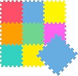 LittleTom 9 Teile Spielmatte Baby ab Null - 30x30 Schaumstoff Puzzlematte Kinder Isomatte Baby Spielteppich Outdoor - Puzzle Teppich Matte Baby Krabbelmatte Abwaschbar Bodenschutzmatte Kinderzimmer