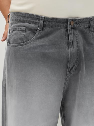 Image of Urbano Plus Men's Loose Baggy Fit Heavy Washed Faded Denim Jeans Non-Stretchable