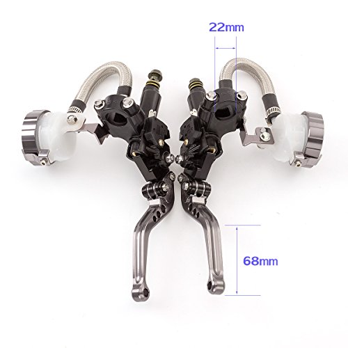 Universal 7/8" 22Mm Motorcycle Master Cylinder Dual Hydraulic Brake Clutch Lever Reservoir Pump Set For 125Cc-500Cc Motorcycles/Sport Bike/Street Bike/Scooter #TOP1