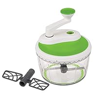 Progressive PrepWorks 2-Speed Chop & Whip - Two Speed Settings for Chopping and Whipping, Simple Gear Adjustment, Easy-to-Use, Large Flat Soft-Grip Lid, Non-Skid Base - Grey/White/Green