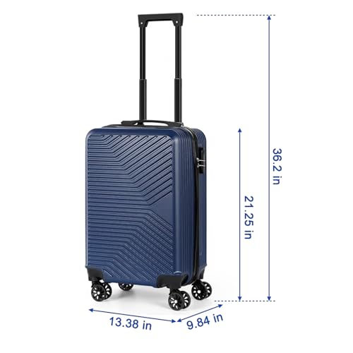 20 Inch Hardside Carry On Luggage, ABS Spinner Suitcase with 360° Wheels & Secure Lock, Lightweight Cabin Approved Luggage for Air Travel, Navy Blue3