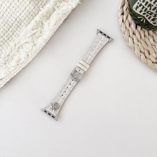 Étui compatible avec Watch Se 3/2/1 44 mm blanc et bracelet en cuir fin amovible