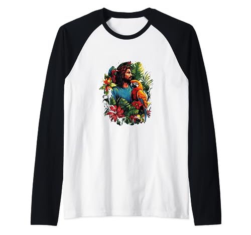 Parrot Dad Birder Tropical Bird Lover Hombres Niños Camiseta Manga Raglan