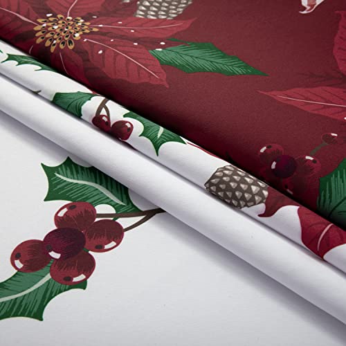 24 Inch Length Curtains For Small Window,Blackout Thermal Kitchen Tier Curtain Set 2 Pack,Cafe Neutral Christmas Vintage Farmhouse Buffalo Plaid Check Poinsettia Floral Curtain For Rv Basement,Red #TOP6