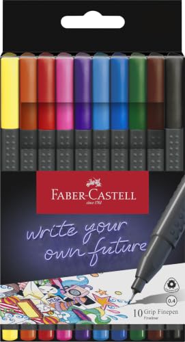 FABER-CASTELL - Lot Grip Finepen, 10 feutres fins, 0,4 mm
