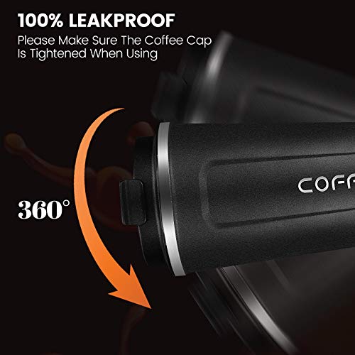 Foto von FENRIR Edelstahl Travel Mug, Kaffeebecher BPA-Fre Coffee To Go Becher Thermobecher Matt hält 6h heiß Edelstahl Doppelwandig Isoliert Kaffee & Tee Isolierbecher Travel Mug